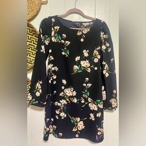 Lulus Herbaceous Babe Navy Floral Print Shift Dress Size Small